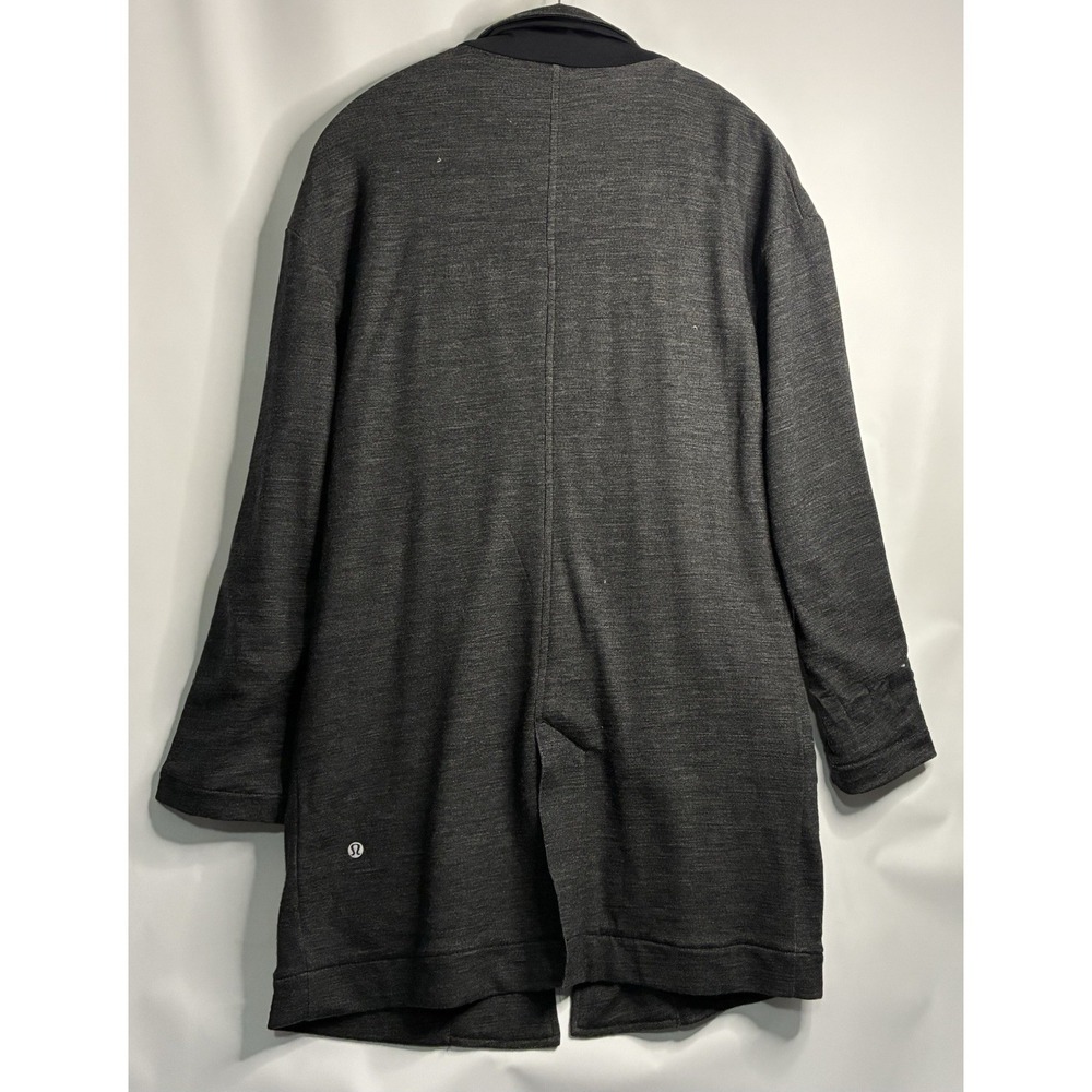 Lululemon Clutch Coat Sz 8 Womens Heather Black Wool Blend Belted‎ Long Cardigan - Picture 10 of 10